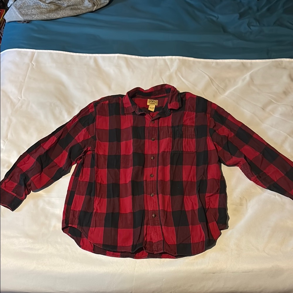 Men's Red and Black Plaid Casual Button Down Shirt